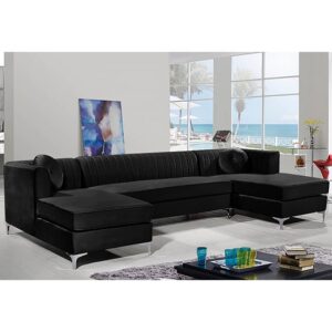 Asbury U-Shape Plush Velvet Corner Sofa In Cosmic