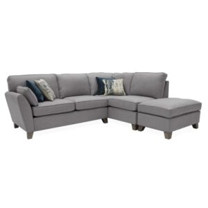 Barresi Chenille Fabric Right Hand Corner Sofa In Grey