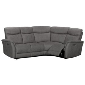 Maryville Fabric Electric Recliner Corner Sofa In Grey