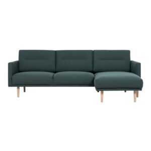 Nexa Fabric Right Handed Corner Sofa In Dark Green With Oak Legs