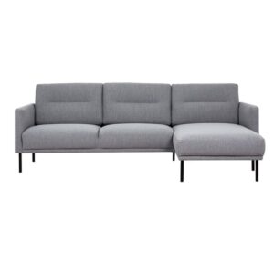 Nexa Fabric Right Handed Corner Sofa In Soul Grey With Black Leg