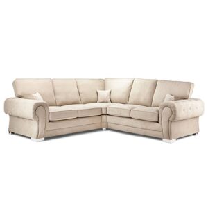 Virto Fullback Fabric Large Corner Sofa In Beige And Mink