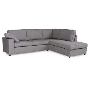 Aarna Fabric Corner Sofa In Silver With Black Wooden Legs
