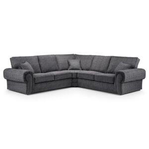 Willy Fabric Corner Sofa In Grey With Scroll Arms