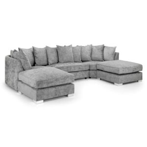 Burton Scatterback Velvet U Shape Corner Sofa In Platinum