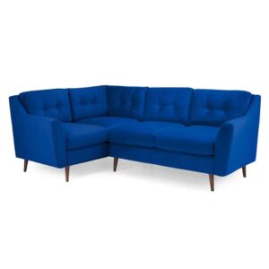 Helena Plush Velvet Corner Sofa Left Hand In Blue