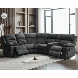 Martinez Fabric Recliner Corner Sofa Suite In Iron
