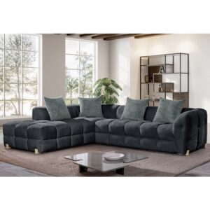 Genova Fabric Left Hand Corner Sofa In Charcoal