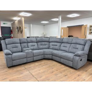 Portales Fabric Recliner Corner Sofa In Grey